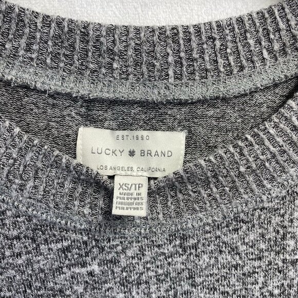 Lucky Brand Crewneck Long Sleeve Soft Knit Sweatshirt Women XS Gray Banded Hem - Picture 8 of 16